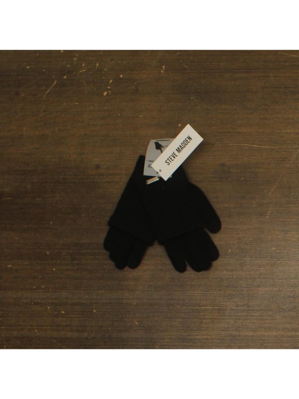 NWT Steve Madden Womens Tech Touch Double Layer Knit Gloves SMA-665 Black